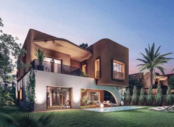 Villa contemporaine de 4 suites avec piscine et vue Atlas – Route d’Amizmiz